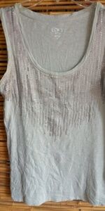 LOFT MP Beige Sequined Tank Top Petite